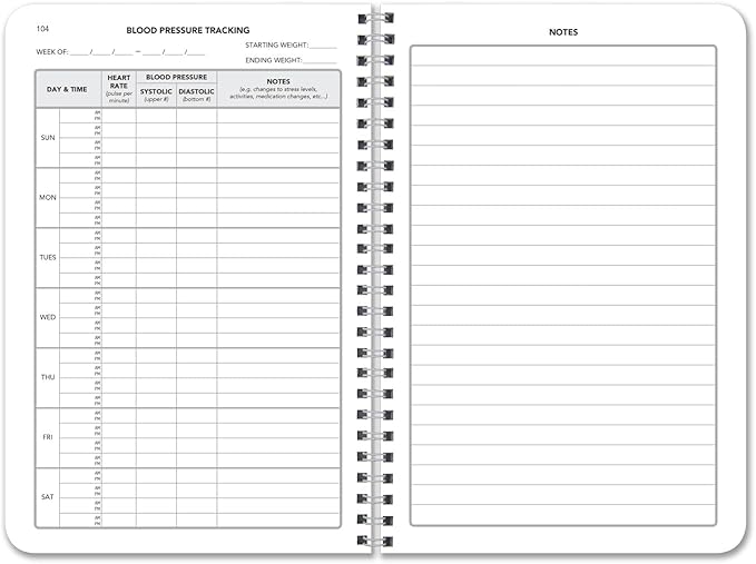 BookFactory Blood Pressure Log Book - Medical Tracking Notebook, 104 Pages (6x9 inches) LOG-104-69CW-PP