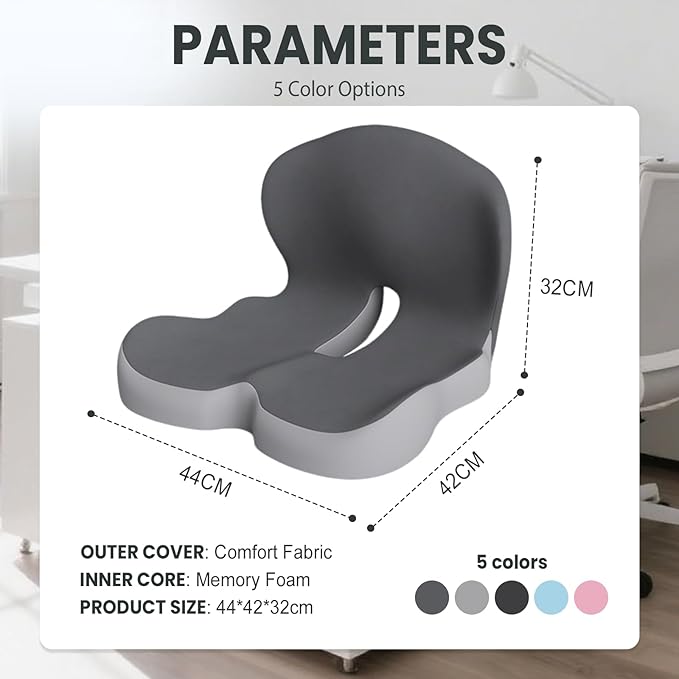 Back and Seat Cushion, 2025 New Ergonomic Non-Slip Memory Foam Seat Cushion with Back Support, L-Shaped Breathable Seat Cushions for Car, Office, Home (Pink)