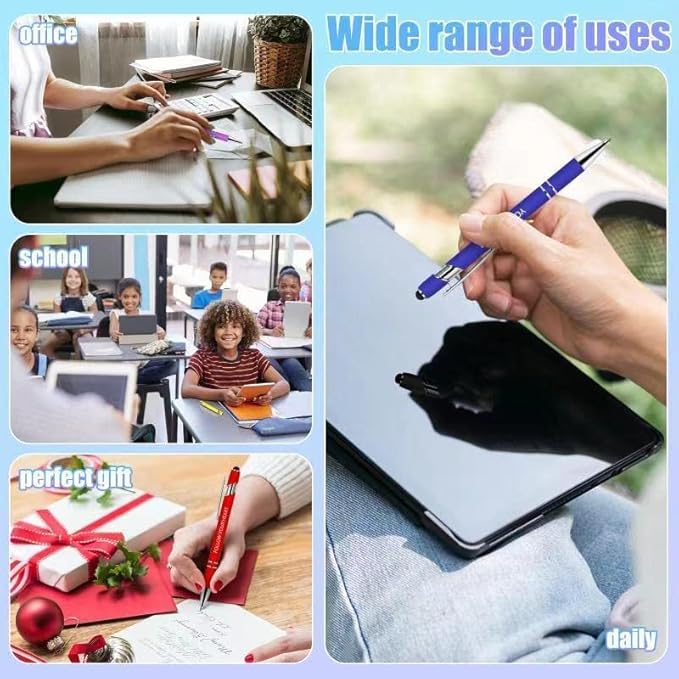 10 Pcs Inspirational Pens - Motivational Ballpoint Pen with Stylus Tip Ink Pens Bulk Inspirational Gifts for Women Coworkers Office Supplies Black Ink