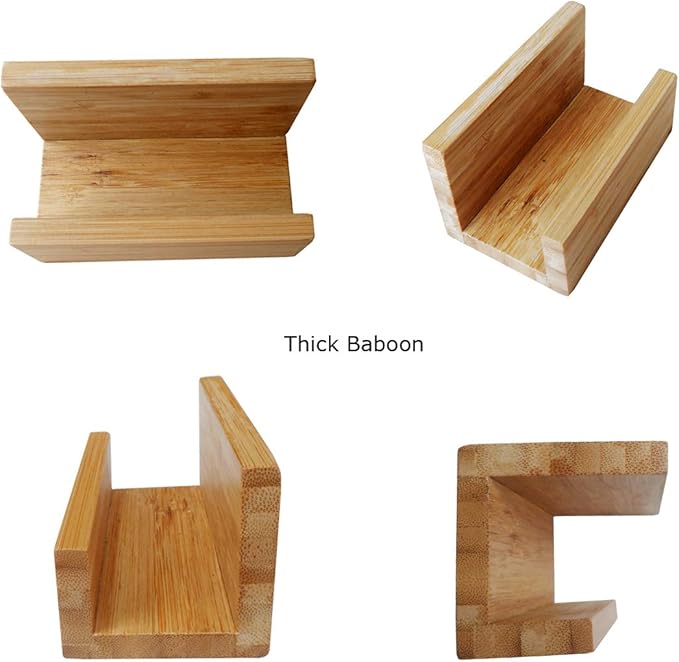 enyuwlcm 2 Pack Bamboo Wood Desktop Business Card Holder Display for Desk Sturdy Business Card Stand for Office Tabletop Counter Organizer