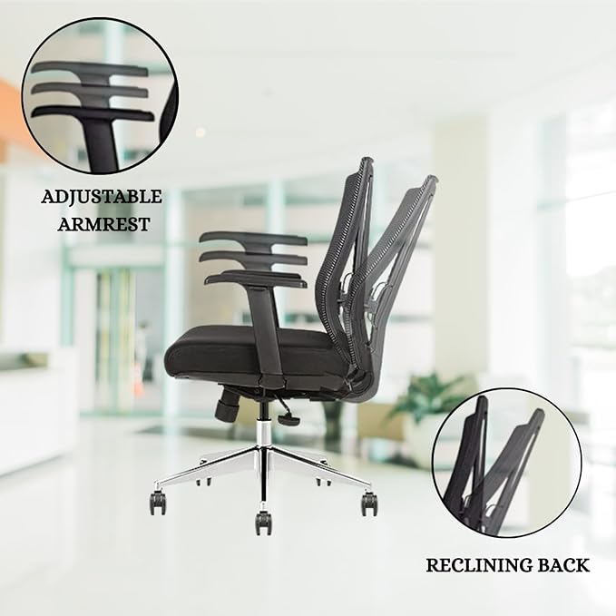 Ergonomic Conference Room Chair Mesh Back with Seat Slide - Adjustable Lumbar Support Computer Desk Chair with Height Adjustable Arms - 5-Star Polished Aluminum Base (Pack of 4)