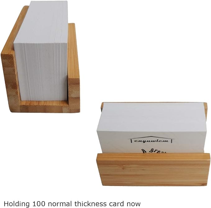 enyuwlcm 1 Pack Bamboo Wood Desktop Business Card Holder for Desk Sturdy Business Card Display Stand for Office Suitable for Men Women