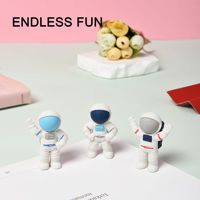 18Pcs Cute Outer Space Themed Erasers for Kids Bulk, Kawaii Fun Spaceman Desk Pet Pencil Erasers for School Classroom Supplies Prize Gifts Party Favors