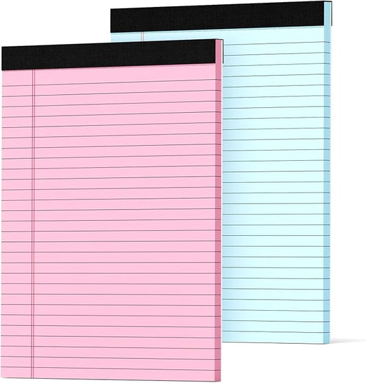 Colored Legal Pads 8.5 x 11, 2 Pack Pink Notebook Paper 8.5 x 11, Colored Note Pads 8.5 x 11 Notepad, Paper Pads 8.5 x 11 Writing Pads, Colored Lined Pads of Paper 8.5 x 11, Wide Ruled, 30 Sheets/Pad