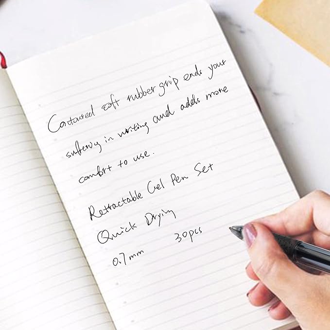 feela 52 Pack Retractable Black Ink Gel Pens, Premium Medium Point Rollerball Pens for School Smooth Writing with Comfort Grip(19 Black with 27 Refills+1 Blue with 2 Refills+1 Red with 2 Refills)