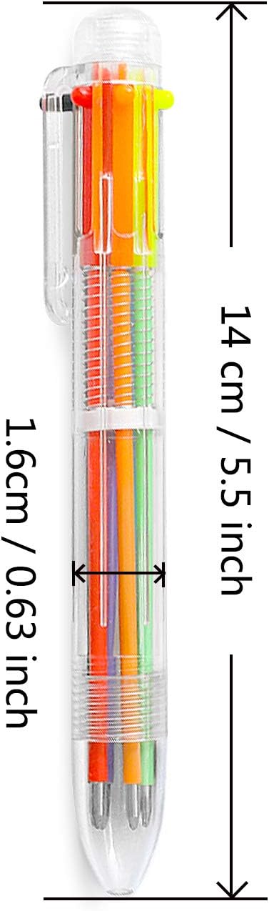 Hutou 6 Pack 0.5mm 6-in-1 Multicolor Ballpoint Pen 6 Colors Retractable Ballpoint Pens for Office School Supplies Students Children Gift, Kids Party Favors Pen (6 Pack)