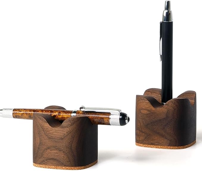 Generic Wood Pen Tray, Wooden Pen Holder, Minimalist Pen Rest, Wooden Desk Organizer Tray (M01-WALNUT) (WALNUT)