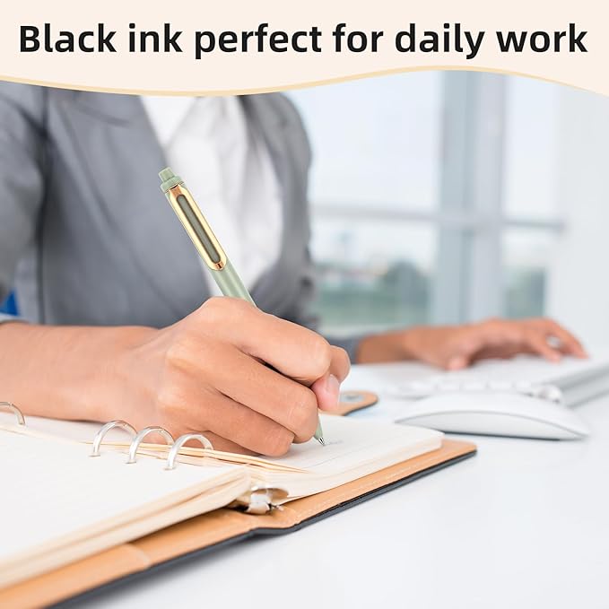 Gel Pens, 5 Pcs 0.5mm Retractable Quick Dry Black Ink Fine Point Rolling Ball Gel Pen, Smooth Writing No Bleed for Journaling Note Taking, Home School Office Supplies