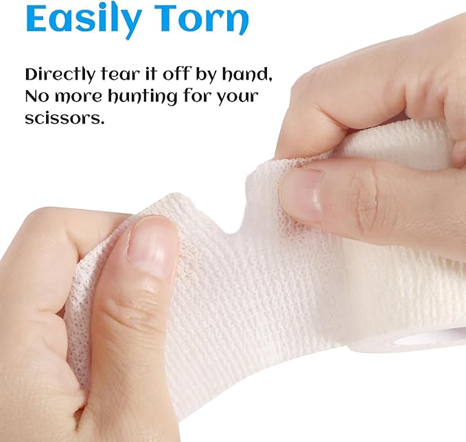 36 Rolls Elastic Self Adhesive Bandage Wrap 2 Inch, Breathable Non Woven Cohesive Bandage, Vet Wrap for Dogs, Ankle Sprains Swelling Medical First Aid Tape, Sports Athletic Tape White