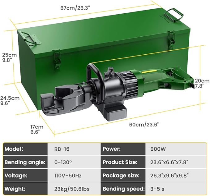 Anbull 900W Electric Rebar Bender,Hydraulic Rebar Bending Maching Bending up to 5/8 Inch #5 16mm Rebar, Bending Angle 0-130 Degrees, Rebar Bending Machine with Positioning Bolt