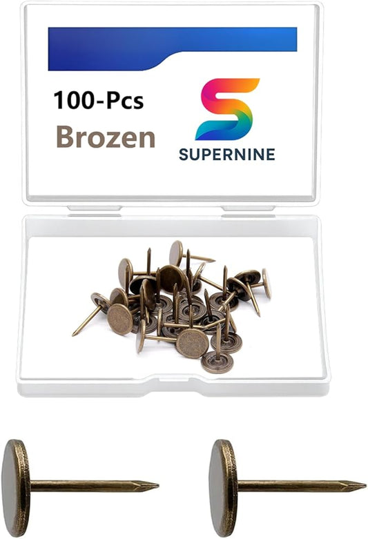 Brozen Thumb Tacks, Multipurpose Upholstery Nails, Decorative Nail Heads, and Wall Tacks for Secure Fixing & DIY Projects, 100Pcs