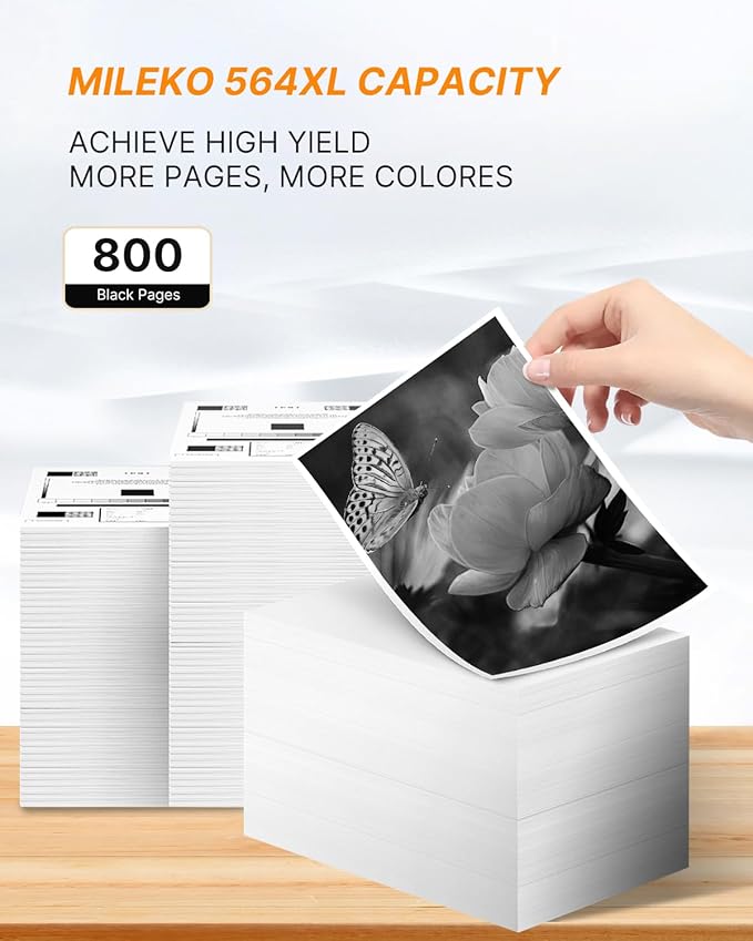 564XL Ink Cartridge for HP Printer Replacement for HP 564 XL 564XL Ink Cartridge Combo Pack for DeskJet 3520 3522 Photosmart 7520 6520 5520 7525 5514 7510 OfficeJet 4620 Printers, 4 Pack (Black)