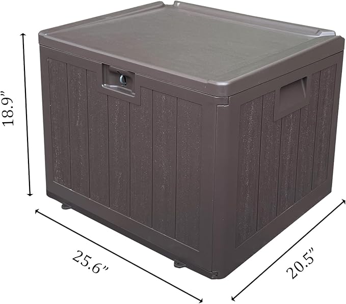 33 Gallon Pro Outdoor Storage Box Waterproof Lockable Resin Deck Box Large, Patio Storage Bin for Pool Accessories Cushion Furniture, Garden Tools, UV-Resistant Outside Delivery Brown
