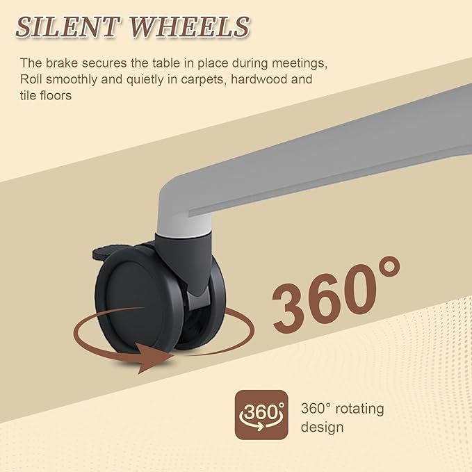 Folding Conference Room Table, Modern Conference Tables with Wheels, Large Rectangular Mobile Training Tables for Office Classroom, Foldable Modular Boardroom Seminar Table (10pack L70.9in)