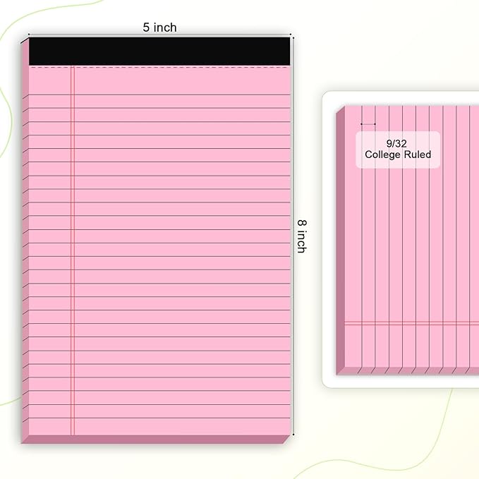 5pcs Small Note Pads 5x8 Notebook College Ruled Legal Pads Color Notepads 5 Pack Study Back Writing Pads 5 x 8 Perforated Narrow Ruled Pads of Paper for School & Office Supplies (Multicolor)