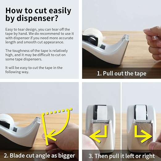 6 Rolls Transparent Tape Refills, Clear Tape, Hand Tearable, 3/4 x 1000 Inches, Glossy Gift Wrapping Tape for Dispenser, Office, School, Home