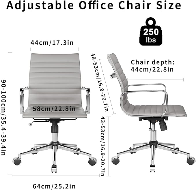 Chair, Desk Computer Chair ，with Armrests ，Ergonomic Office Chair for Home and Office, 17.32 x 22.83 x 35.43 inches, Multiple Colors (Grey)