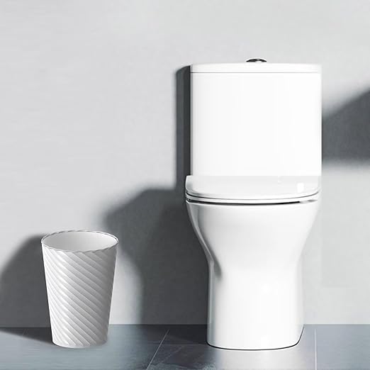 Bathroom Trash Can, 3 Pack 1.8 Gallons Small Trash Can with Trash Bags, Bathroom Garbage Can, Plastic Trash Bin, Round Waste Basket for Living Room, Bedroom, Office, Kitchen, Compact Space (White)