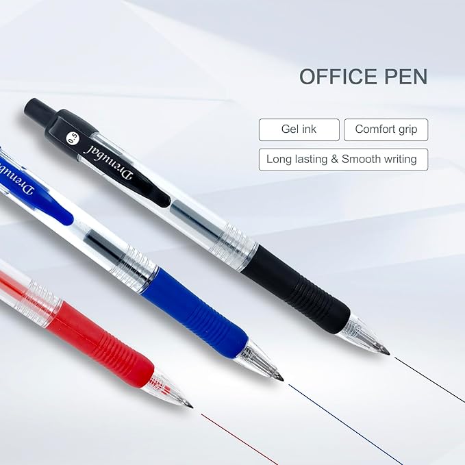 Black Glide Retractable Ball Pens, Medium Point (0.5mm), Comfortable Rubber Grip For Writing, 48-Count Pack