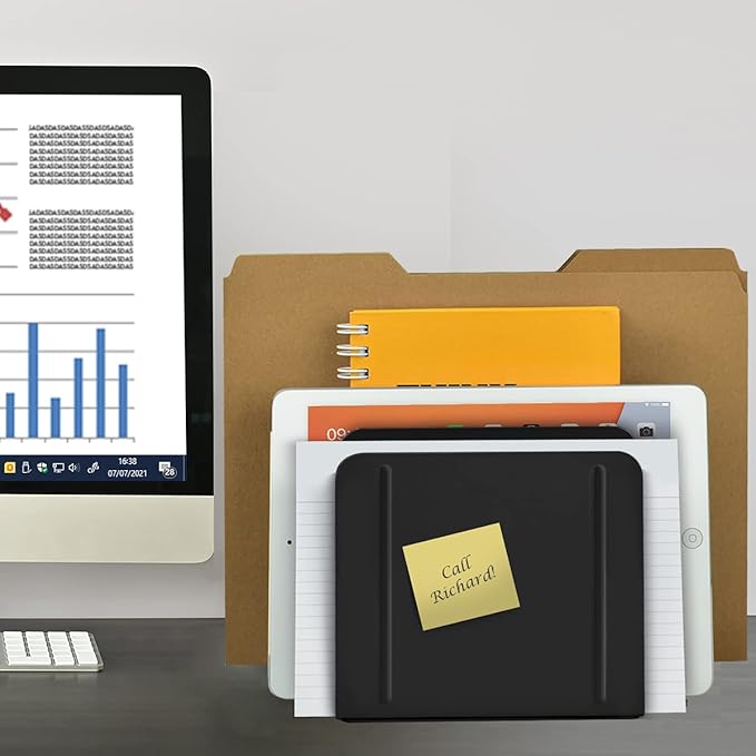 Acrimet 4 Section Vertical Metal File Sorter, Desktop File Organizer, Compact and Efficient Solution for Papers & Folders - Black Color