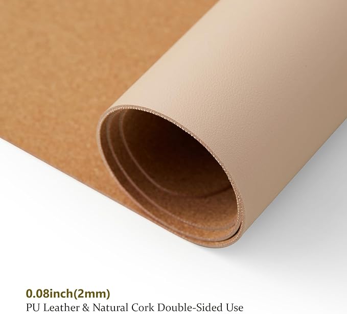 Cork Desk Mat - Small Dual-Sided Desk Pad for Office and Home - Desk Organization and Accessories - Ideal for Large Mouse Pad and Small Desk Mats on Top of Desks(Apricot,23.6"x 13.8")