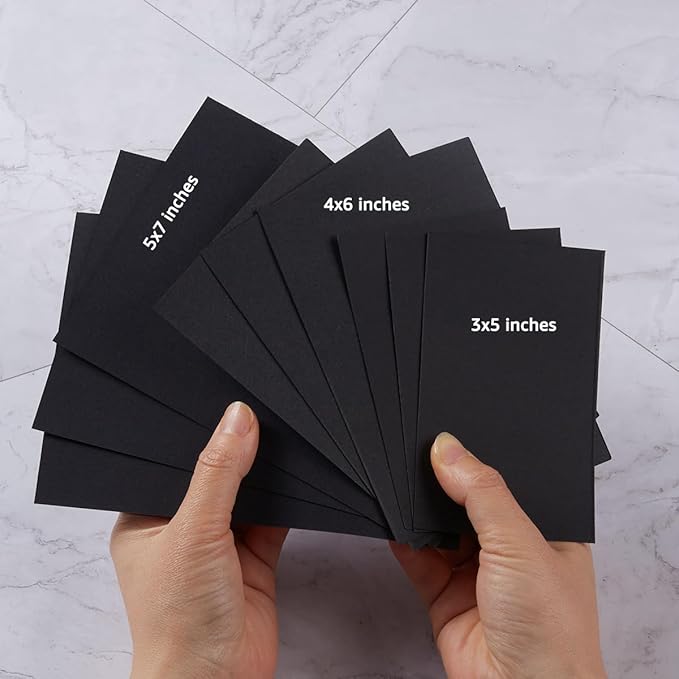 50 Sheets Blank Cardstock Paper 250 GSM Thick Heavy Cards Stock for DIY Art Projects, Card Making, Postcards, Greeting Cards, Birthday Party, Wedding Invitation (Black, 5x7 inches)