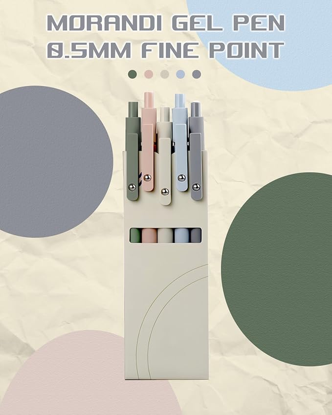 Gel Pens,Fine Point Black Ink Pens With Smooth Wirting,Qucik Dry Pens For Journaling,Cute Nice BallPoint Pens,Office School Supplies Women Student(Morandi)