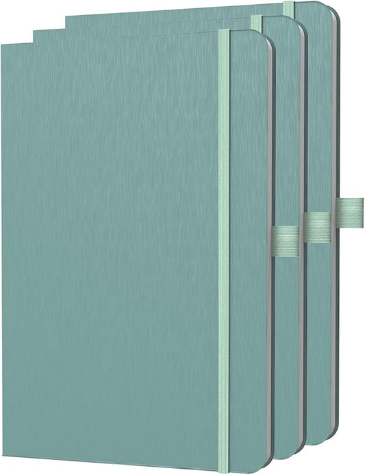 A5 Lined Journal Notebook, 7mm College Ruled Notepad, Journaling for Writing, Work, School, Travel and Note Taking, Hardcover 160 Pages (80 Sheets) 5.79 x 8.3 inches (3 Pack Midnight Green)