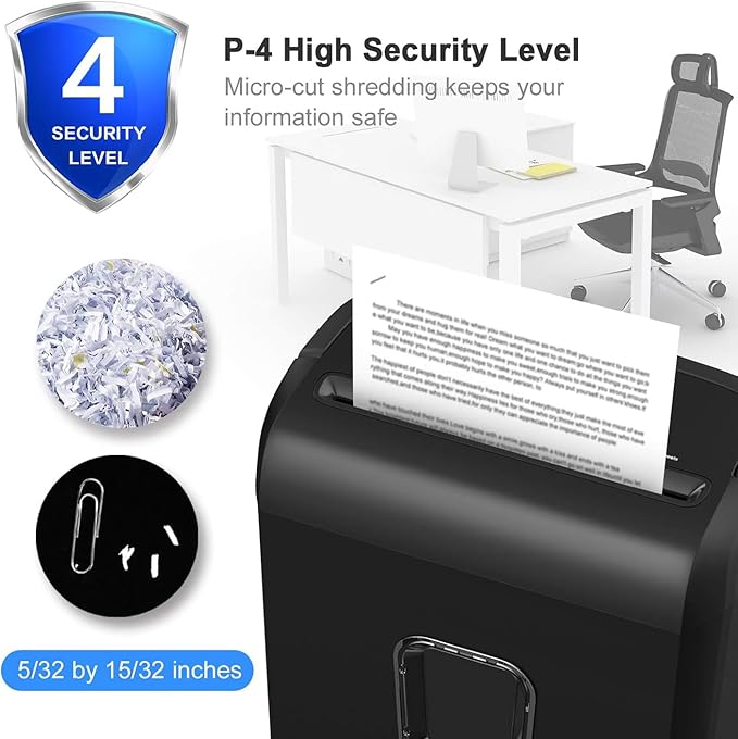 Bonsaii 6-Sheet Micro-Cut Shredder, P-4 High Security, Shreds Credit Cards/Staples/Clips, 3.4 Gal Transparent Window Bin, Black