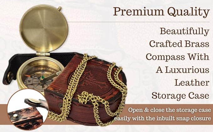 Brass Compass Engraved with Religious Scripture Verse - Ideal Gift for Son, Grandson, Daughter - Perfect for Baptism, Communion, Church and Graduation Day Present