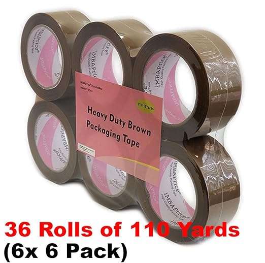 iMBAPrice Sealing Tape - 1 Box of Premium (36 Roll of 110 Yards) 36x330 Feet Long 2" Wide Brown Shipping Packaging Tape
