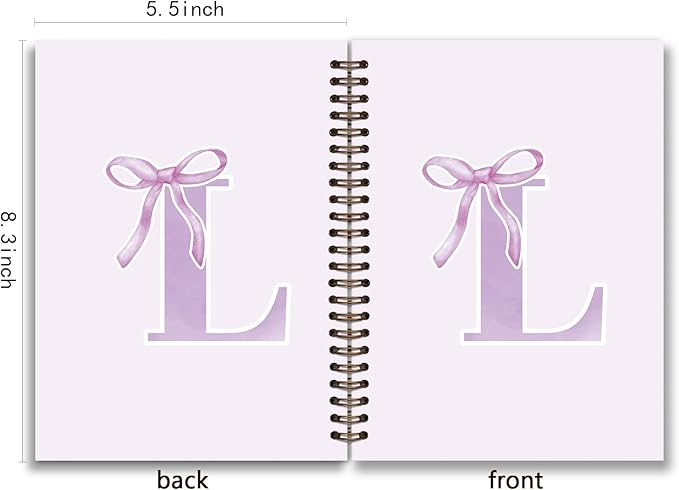 foedor Coquette Trendy Preppy Purple Bow Spiral Notebook,Initial L Journal Personalized Teen Girl Gifts,Monogrammed Gifts for Women Teen Girl,College Ruled Hardcover Spiral Notebook(purple)