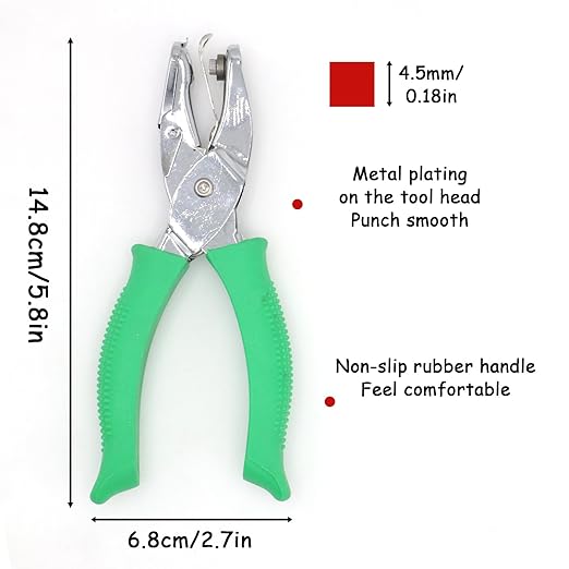Handheld Square Hole Punch, 1/6 Inch Hole Size, Craft Paper Puncher, Single Pack, Ideal for DIY Projects and Office Use