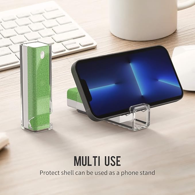 CLICK CLEAN Screen Cleaner, Fingerprint Proof Screen Cleaner Spray, All-in-One Cleaner with Microfiber and Shell for All Phones, Laptop and Tablet Screens (Green)