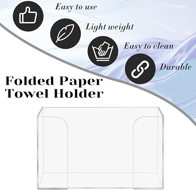 Deekin 2 Pcs Acrylic Paper Towel Dispenser Countertop Paper Towel Holder, Clear Trifold Guest Napkin Dispenser for Z-fold, C-fold or Multifold paper holder for Bathroom Toilet and Kitchen