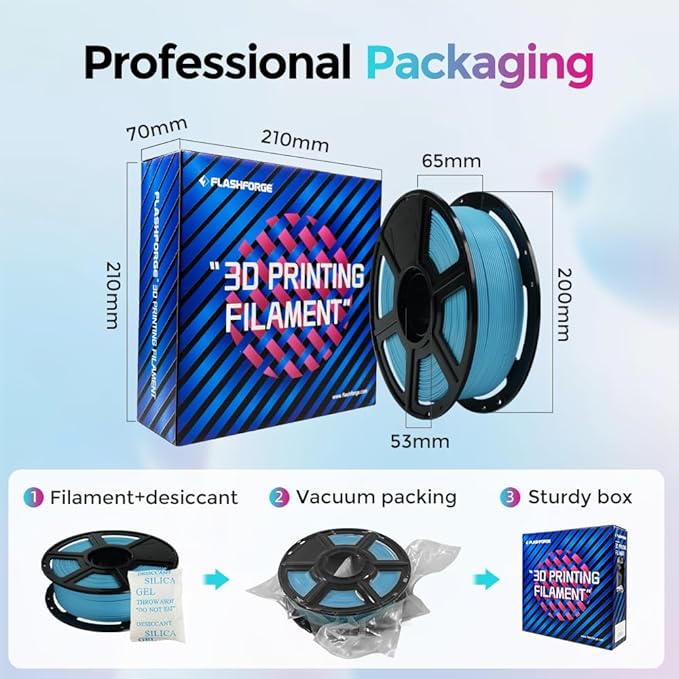 FLASHFORGE Rapid PLA Filament 1.75mm, High Flow Speedy 3D Printer Filament, Experience Exceptional Performance with 500mm/s High-Speed Printing, Neatly Wound & Top-Notch Filament (Ice Blue)