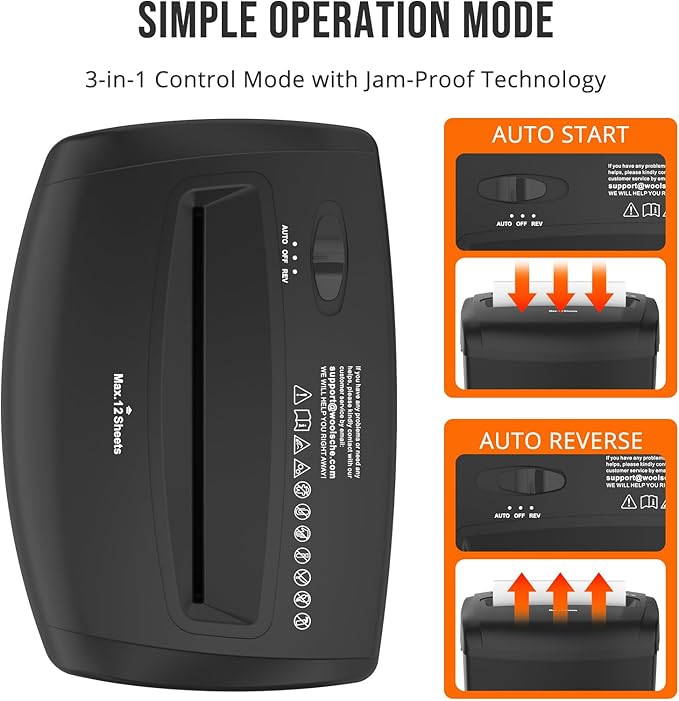 12-Sheet Cross-Cut Shredder (P-4 Security),Destroy Credit Cards/Staples,5.5 Gal Bin,70dB Quiet，Auto/Reverse Modes for Office & Home(ETL Certified)