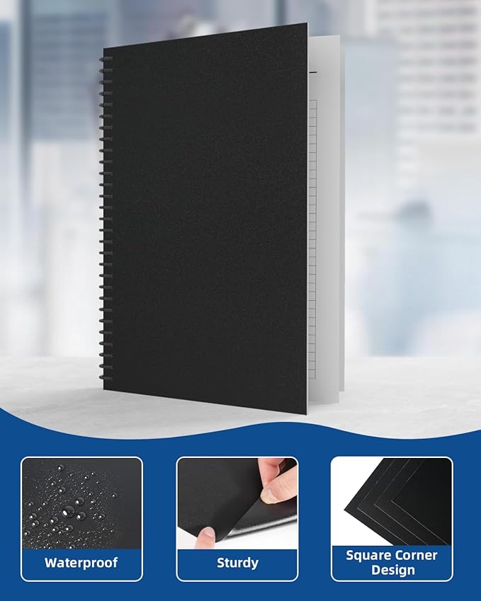 Dynta Binding Covers 120 Pack Black Sand-Textured Report Covers Sheets for Binding, Letter Size 8-1/2 x 11 Inches, 14 mil Presentation Binder, Office Supplies, Un-Punched, Square Corners