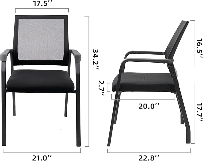 Desk Chair No Wheels, Arm Chair with Ergonomic Lumbar Support and Thickened Seats Cushion, Waiting Room Chairs for Office School Church Guest Reception, Black