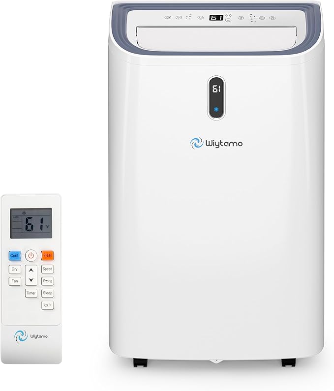 14,000 BTU Portable Air Conditioners for 700 Sq.Ft, 4-in-1 Room Air Conditioner with Cooling, Heating, Dehumidifier, Fan, Remote, Sleep Mode, Auto Swing, 24H Timer, Self-Evaporating Portable AC Unit