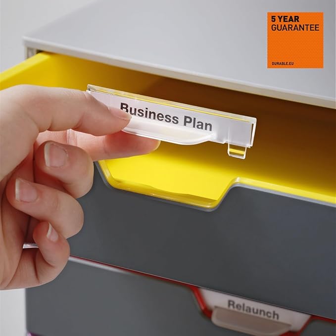 Durable Varicolor 4 Drawer Unit - Gray Desktop Drawer Set with 4 Color Coded Draws - Letter to Folio Size Files - Perfect for Storing Documents and Paper Work