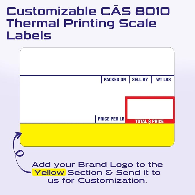 CEPRICO - Customizable CĀS Scale Labels - 96 Rolls of Thermal UPC Printing Scale Labels – Compatible with CĀS LST-8010 | Ideal for Supermarkets, Retailers and Grocery Stores