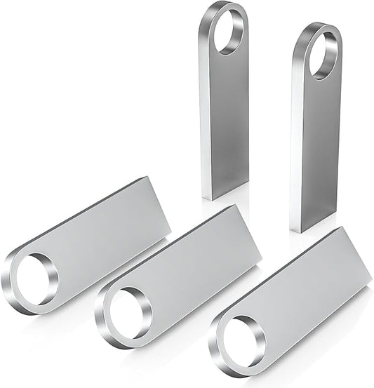 ABLAZE 32GB Flash Drive 5 Pack, Metal USB 2.0 Thumb Drives with Keychains USB Stick Pendrive (Sliver)