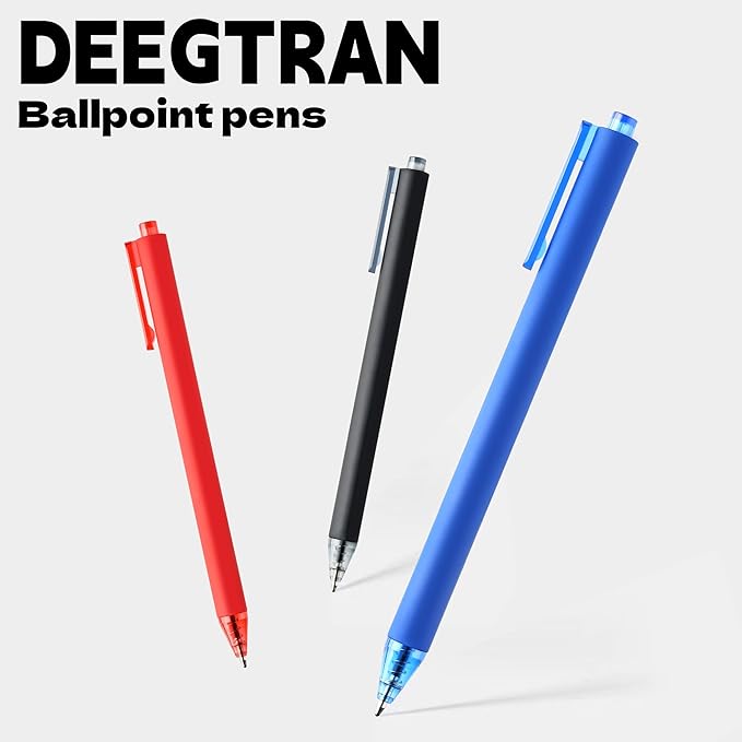 deegtran Pens Bulk, 50 Pack Smooth Blue Ink Ballpoint Pens, Wholesale Retractable Pens, No Bleed Click Pen Medium Point, 1.0MM