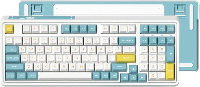 CMK98 Wireless Mechanical Gaming Keyboard with Number Pad, Tri-Mode Hot Swappable, 99 Key Custom Keyboard, Linear Switches, Gasket Creamy, RGB for Win/MAC