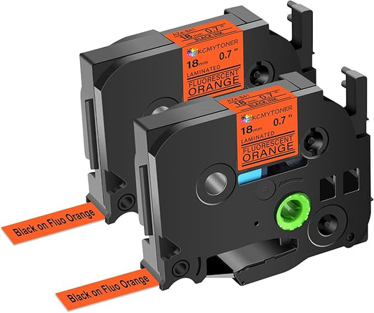 2 Pack Compatible for Ptouch TZe-B41 TZ-B41 TZe TZ Label Tape 18mm 0.7'' Laminated Black on Fluo Orange Label Maker Tape for PT-D600 PT-D610BT PT-D600VP PT-P710BT PT-P750W