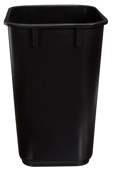 Amazon Basics Small Trash Can, Rectangular Commercial Office Wastebasket, 3 Gallon (Pack Of 6), Black (Previously AmazonCommercial brand)