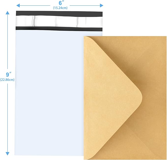 120-Piece White Poly Mailers - 6x9 Inch Shipping Envelopes with Self-Adhesive Seal, Waterproof and Tear-Proof Postal Bags