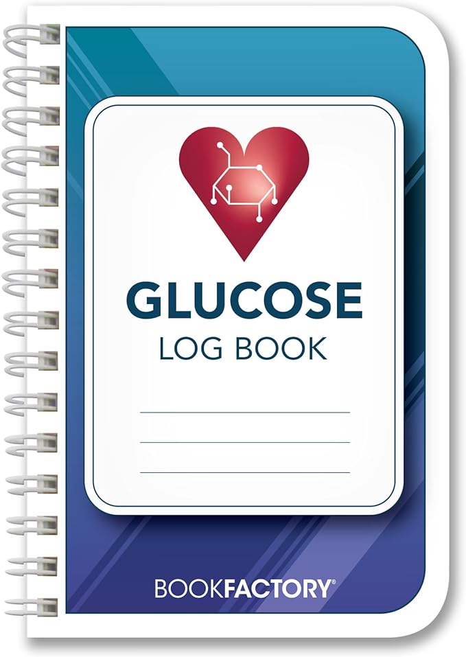 BookFactory Glucose Log Book/Glucose Monitoring Logbook/Personal Medical Tracking Notebook - 104 Pages, 3.5" x 5.5", Wire-O (LOG-104-M3CW-PP(Glucose-Log))