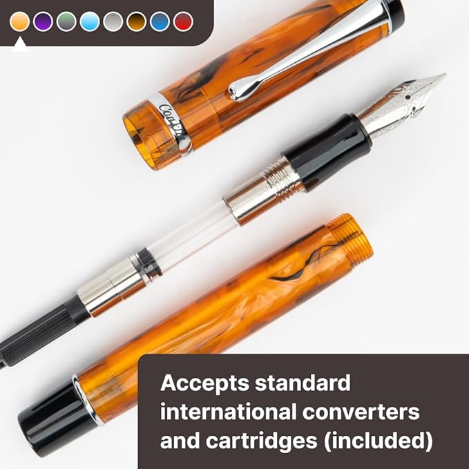Conklin Duragraph Fountain Pen Orange Nights - Medium Nib, Elegant Writing Instrument with Vibrant Finish